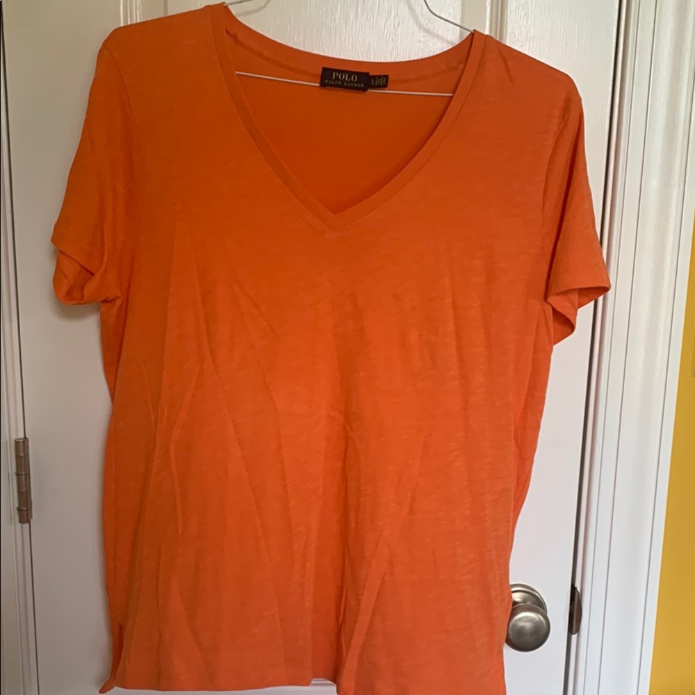 Polo by Ralph Lauren Women's Orange V-Neck Top